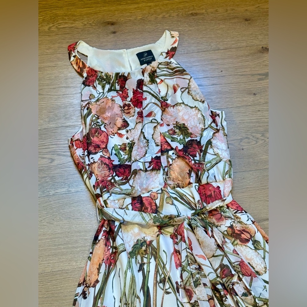 Adrianna Papell Floral Sleeveless Halter Maxi Dress, Size 16W - Picture 6 of 10